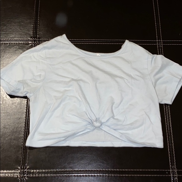 PacSun Tops - PS by Pacsun basics pale blue tied crop T-shirt